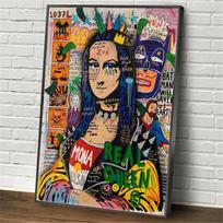 Graffiti Artwork Mona Lisa Figure Canvas Painting Abstract Posters and Prints Street Wall Art Pictures Cuadros Living Room Decor 21x30cm No Framed gray