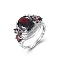 Lengvi prabangūs nuostabūs vestuviniai S925 sidabro žiedai moterims Elegantiški natūralaus granato papuošalai sužadėtuvių pasiūlymo jubiliejaus proga US RING SIZE:7# raudona