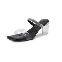 Krazing Pot PVC Mules Peep Toe Flip Flops Crystal High Heels Summer Jelly Shoes Size 44 Size 43 Women Luxury Sandals 34 juoda