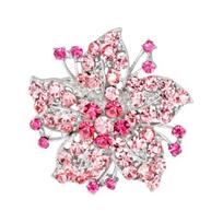 Lady Brooch Flower Shape Decor Suit Anti-slip Shouder Bag Rhinestone Coat Collar Hat Scarf rožinė