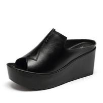 Jzzddown moteriškos šlepetės moteriškos platforminės basutės moteriškos Natūralios odinės kulno basutės Peep Toe basutės moteriškos Prabangios šlepetės 8.5 black