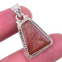 Natural Angel Hair Quartz Gemstone 925 Solid Sterling Silver Pendant 1.25'' j6r33 brown
