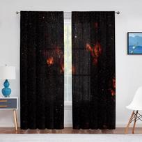 Nebula Galaxy Sheer Voile Curtain Universe Space Red Psychedelic Planet Window Tulle Curtains for Living Room Bedroom Decoration 1 PCS W100XH250cm&Grommet Top gray