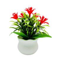 Dirbtiniai vazoniniai augalai 5 orchidėjų gėlių galvutės namų biuro stalo puošmena vestuvių dirbtinis gėlių bonsai vidaus ir lauko stalo dekoracija raudona