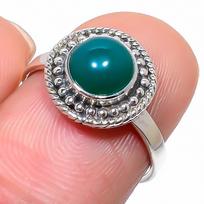 Natural Green Onex Gemstone Handmade 925 Sterling Silver Jewelry Ring S.7 Y0U45