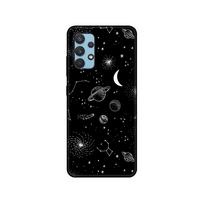 Juodas TPU dėklas Samsung galaxy A12 A22 A32 A42 A52 A72 4g 5g S21 PLUS ultra galinis dangtelis kosmosas kosminis laivas žvaigždės ir mėnulis Samsung S21 black