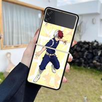 Luxury Case For Samsung Galaxy Z Flip 4 3 5G Black PC Hard Phone Cases Fashion Back Cover ZFlip Funda My Hero Academia Shell Sac Samsung Z Flip 4 5G