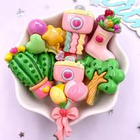 10 vnt. Dervos Spalvingos Kawaii Balionas Kaktusas Medis Gėlė Plokščias Galas Akmens Figūrėlės Scrapbook PASIDARYK pats Lanko Dekoravimo Aksesuarai green