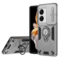 KEYSION Atsparus smūgiams dėklas, skirtas „Redmi 13C 4G 13C 5G“ slankiojančios kameros objektyvo apsaugos žiedo stovas Telefono galinis dangtelis skirtas „Xiaomi POCO C65“ for POCO C65 pilka spalva