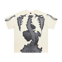 High Street Skeleton Skeleton Short Sleeve T-shirt for Men's Trendy Dark Abstract Print Pure Cotton Casual Half Sleeve T-shirt Summer M migdolas