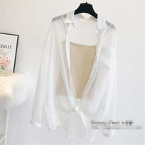 Summer Loose Fitting Shirt Hong Kong Style Shirt Women's Chiffon Sunscreen Shirt Air Conditioning Jacket one size balta