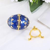 Emaliuota papuošalų dėžutė Brangi smulkmenų dėklas Kiaušinio formos Žvilgantys meno dirbiniai Stilius Vintage blue