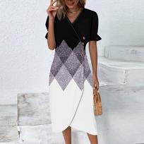 Paplūdimio suknelės moterims spausdinti Elegantiškas apvyniojamas V kaklo Boho suknelė Flowy Ruched Havajų Maxi suknelė L gray