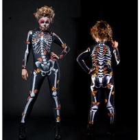 Halloween Cosplay Costumes Scary Acting Suit Butterfly Print Coveralls White Skull Comfortable Family Wear New Fashion2022 Children 120CM smėlis