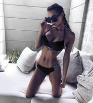 2024 m. naujas bikini seksualus bikinio maudymosi kostiumėlis kietas krepšys LOVE dryžuotas suskirstytas maudymosi kostiumėlis moterims S juoda