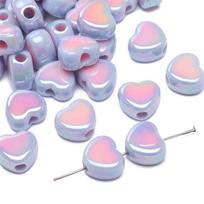 Akriliniai karoliukai Širdelės pakabukai Dviejų spalvų karoliukai „Pasidaryk pats“ apyrankėms, vėriniams, papuošalams gaminti 5pcs mėlyna