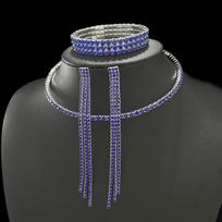Niche Simple Soil Diamond Elastic Bracelet Necklace Geometric Fringed Earrings Jewelry Three-piece Set gray