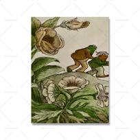 Linksmi varliukai šoka ir dainuoja Vintažinis plakatas Meno dekoras Spaudiniai Spalvinga Siena Retro Japoniški Augalai Drobės Tapyba Kambario Dekoravimas 21x30cm No Framed