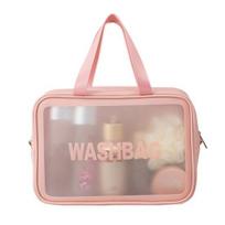 Sturdy 3 Sizes Decorative Handhold Waterproof Portable Large Capacity Storage Cosmetic Bag Storage Bag L beige