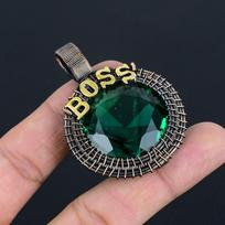 Natural Green Quartz Gemstone Boss Pendant | Oxidized Copper Wire Wrapped | Necklace Pendant | Handmade Copper Pendant Jewelry for her/him