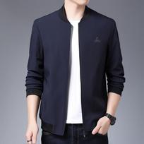 Spring Casual Stand Collar Light Mature Solid Color Zipper Korean Style Side Seam Pocket Straight Hem Youth Jacket M