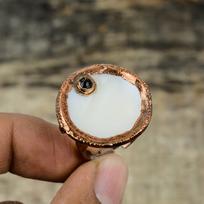 Mother Of Pearl Ring Electroformed Copper Jewelry Black Onyx Ring Adjustable Rings Gemstone Jewelry Electroformed Copper Ring Handmade Ring white