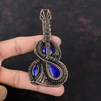 Lapis Lazuli pakabukas varine viela apvyniotas pakabukas rankų darbo papuošalai, gitaros pakabukas, brangakmenis, vario papuošalai, dovana mamai Unikalaus dizaino pakabukas black
