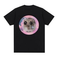 Funny Cute Sad Hamster Meme Graphics T-shirts for Men Women High Quality Aesthetic T Shirts Fashion Vintage Kawaii Tops T-shirt S juoda
