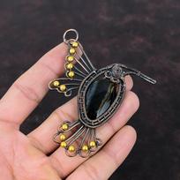 Nellite Gemstone Pendant Copper Wire Wrapped Pendant Handmade Pendant Nellite Jewelry Bird Pendant Beautiful Copper Jewelry Gift For Mother black