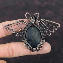 Nellite Copper Gemstone Pendant Wire Wrapped Pendant Designer Jewelry Handmade Women Pendant Nellite Jewelry Butterfly Wire Pendant For Gift gray