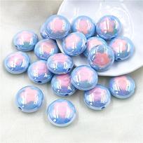 Flowers Oblate Loose Beads Two-color UV Fashion Jewelry Accessories Making Materials DIY Bracelet Plated Color 5pcs Necklace mėlyna