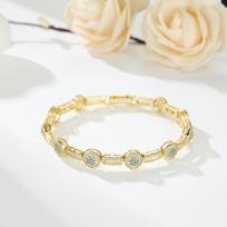 Madingas teniso apyrankė su 14K aukso danga, 8 mm apvalus, pilnas cirkonio, apyrankės moterims beige