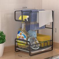 Kitchen Rag Rack No-hole Countertop Shelf Dishcloth Draining Rack Multifunctional Storage Racks 1pc juoda