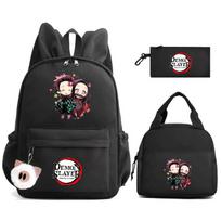3Pcs/set Anime Demon Slayer Backpack with Lunch Bag Pencil Case Back To Schoolbag for Boys Girls Bookbag Men Women Travel Bag