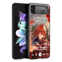 Z Flip 4 Phone Case for Samsung Galaxy Z Flip 3 5G ZFlip3 Flip3 zflip Flip4 Black Hard PC Cover Genshin Impact xiao Music Shell Z Flip3 5G