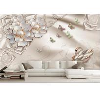 3D tapetai Prabangūs papuošalai Gėlė 3D Tapetai Svetainės miegamojo fono tapetai 200 cm(W) x 140 cm(H) beige