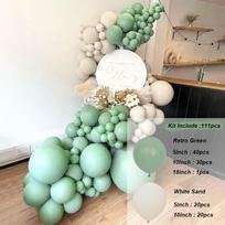 Retro Green Beige Balloons Garland Kit Baby Shower Boy Birthday Party Decorations Ballons Arch Christening Wedding Event Decor įvairiaspalvis