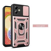 Armor Case for Motorola Moto G14 G54 G73 G53 G23 G52 G22 G32 G62 G200 G100 Cover Lens Protection with Ring Magnetic Holder Business Cover For Moto G60S rožinio aukso spalvos