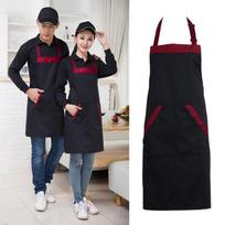 Black red unisex chef kitchen catering  apron with 2 pocket one size in between Hot sale raudona