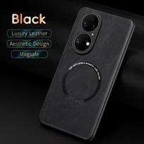 Luxury Leather Magnetic Magsafe Case for Huawei P60 P50 P40 Pro Car Mount Case Silicone Shockproof Full Protection Cover Huawei P60 juoda