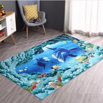 3D paplūdimio miegamojo lovos kilimėlis Jūros spausdinimo kilimėlis virtuvės puikiai sugeriantis vonios kilimėlis vasaros dekoravimui 80*120cm blue