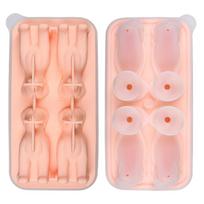 3D Labrador Ice Cube Mold Silicone Dog-Shape Ice Cube Tray 4-Hole Reusable Ice Molds for Cocktail rožinė