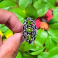 Natural Peridot Gemstone Handmade 925 Sterling Silver Gift Ring Size 8.5 e7c43 brown