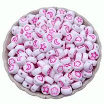 Karoliai Apyrankė Pakabukas Mėnulis Žvaigždė Gėlė Papuošalų Gamybai Laisvi Karoliukai Pasidaryk Pats Amatai Didmeninė Prekyba 60 Vnt 4*7mm pink