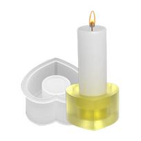 Heart Silicone Candlestick Molds Geometric Star Round Candle Holder Mould Home Decors Star Candle Holder Home Ornament D white