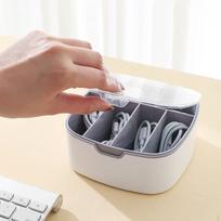 Cable Organizer Box Management with 6 Grid Container USB Cord Sorter for Drawer Desk balta