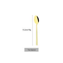 Auksinis nerūdijančio plieno indų rinkinys Peilis Desertinė šakutė Arbatos šaukštas Vakarienė Stalo reikmenys Veidrodis stalo įrankių rinkinys Virtuvės stalo reikmenys Sidabriniai indai 1pc Tea Spoon