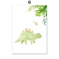 Darželio skandinaviškas plakatas ir spaudiniai Mielas dinozauro kiaušinio medžio lapo monstera sienos menas drobės tapyba sienos paveikslėliai berniuko vaikų kambario dekoras be rėmo 21*30cm No Frame beige