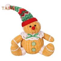 Gingerbread Man Doll Plush Christmas Doll Toy Soft Stuffed Sitting Cookie Gingerbread Festive Decor for Xmas New Year Gift A red