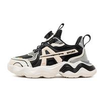 Children's Tennis Badminton Sports Shoes Boys Girls Hiking Trekking Sneakers Kid's Rotate Button Shoelace Climbing Footwear 28 juoda